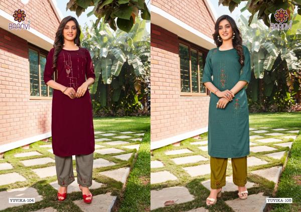 Baanvi Yuvika 1 Fancy Silk Ethnic Wear Kurti With Plazzo